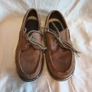 Men's Worn Sperry 2 eye breathable boat shoes size 8.5M Tan